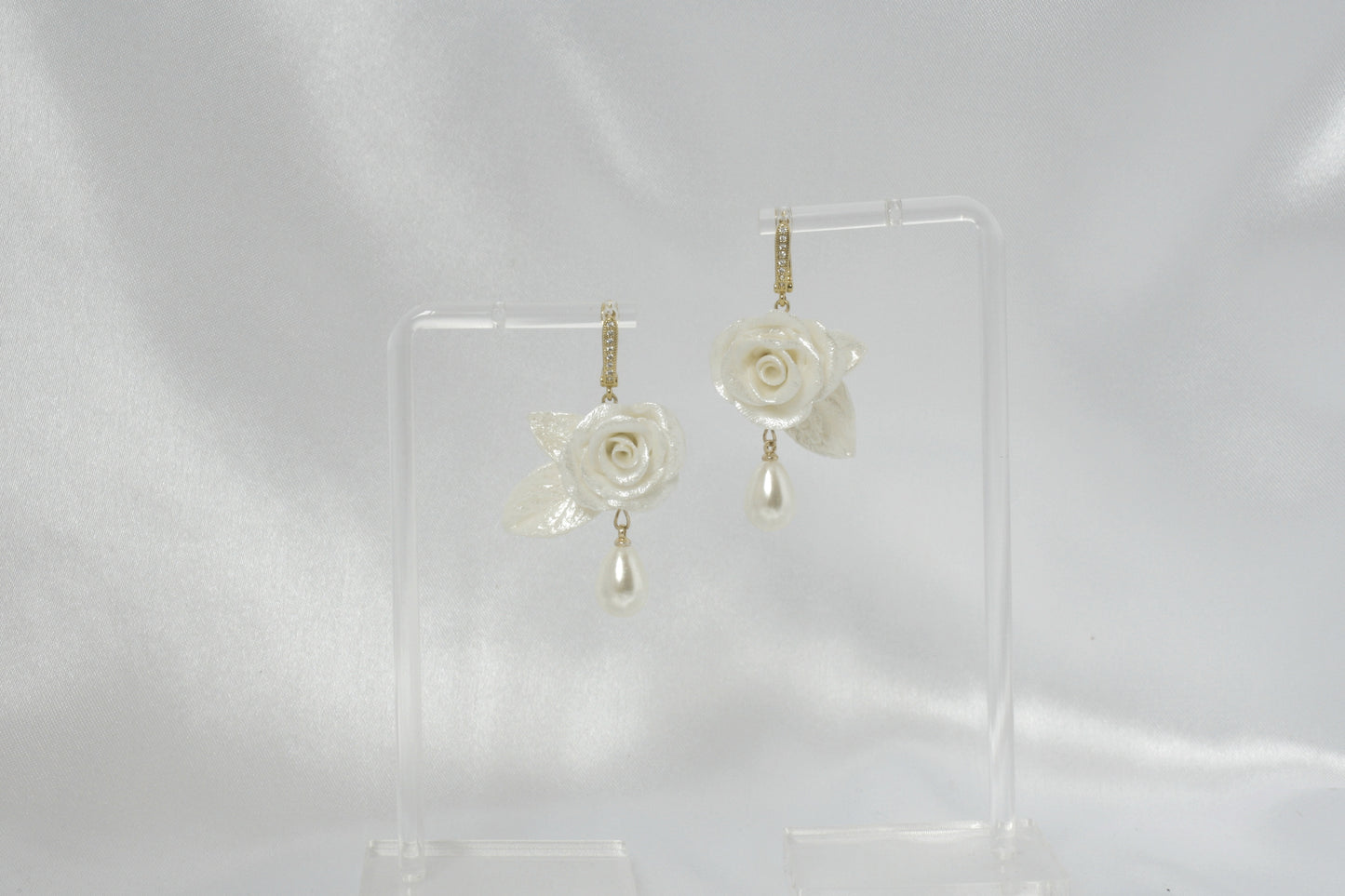 White Rose Earrings