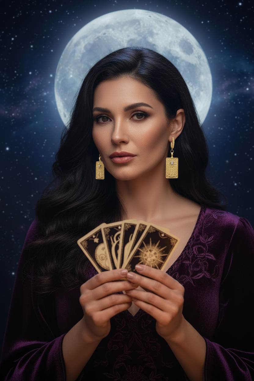 Coleção Tarot — Brincos Imperador & Lua