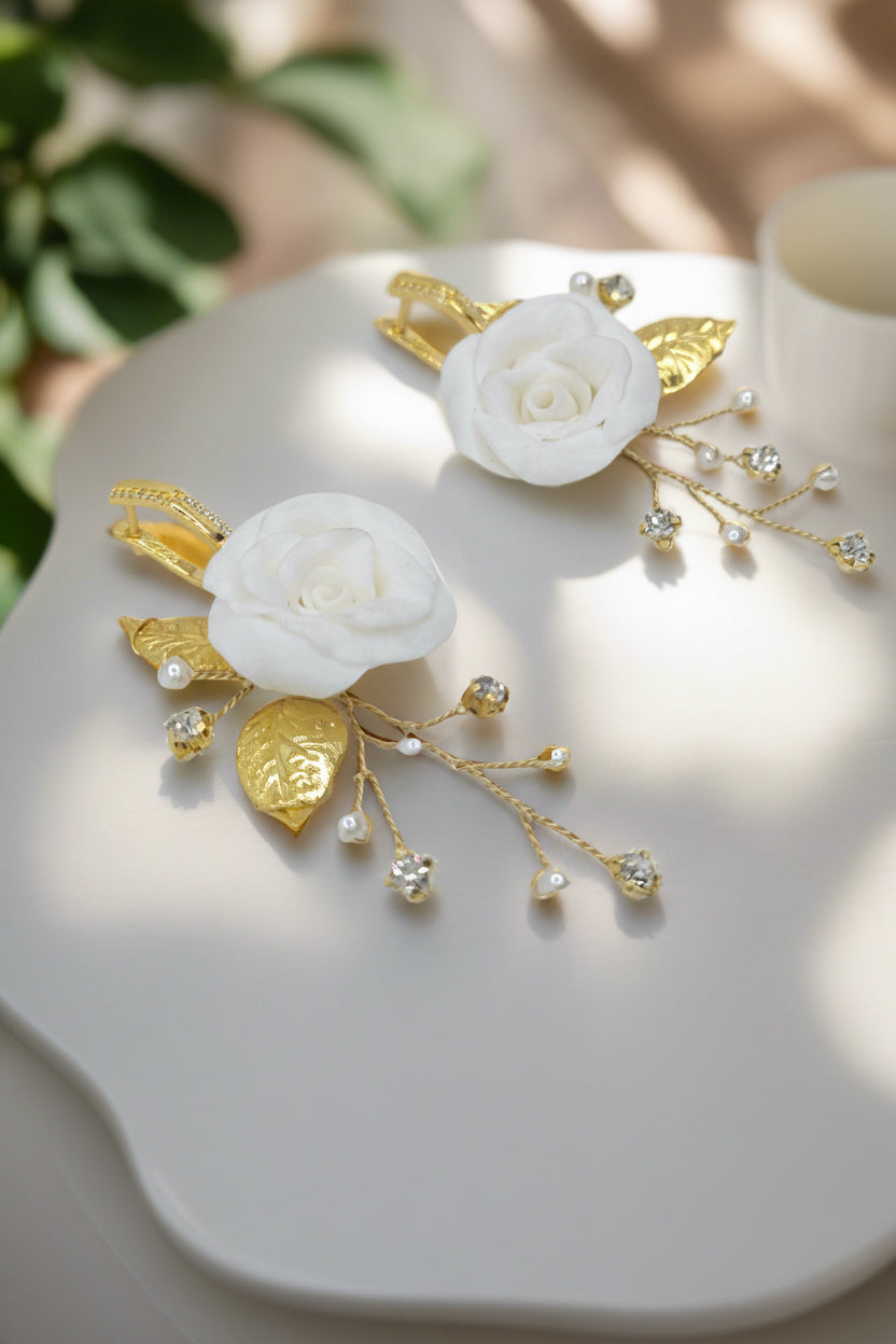 White Rose Earings