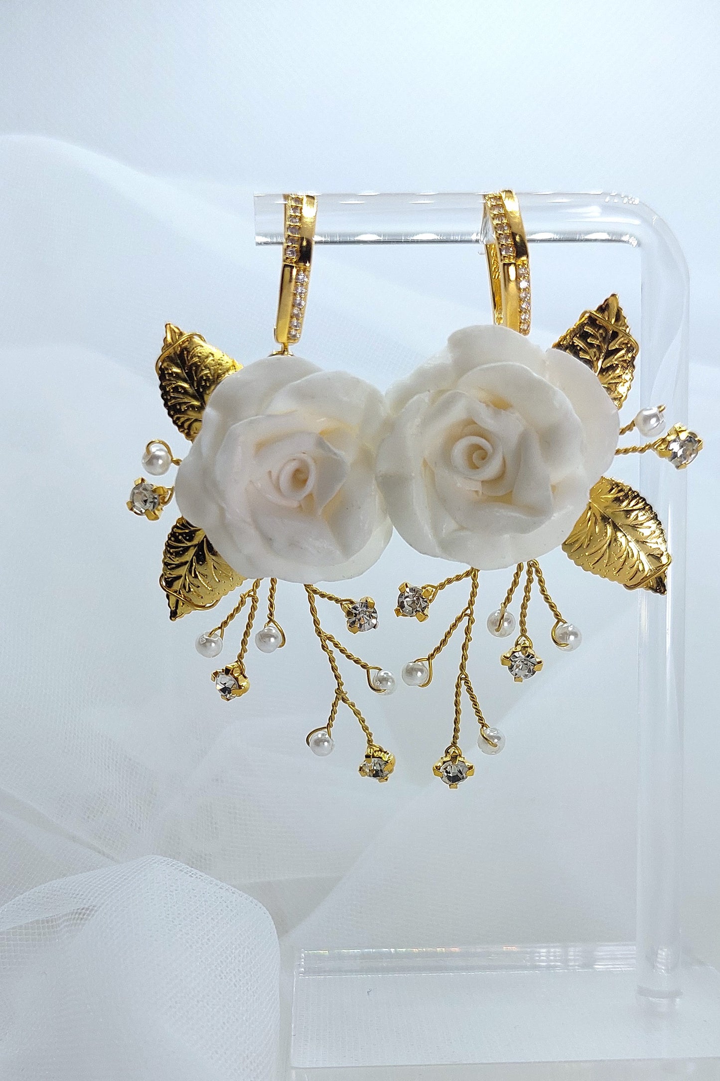 White Rose Earings