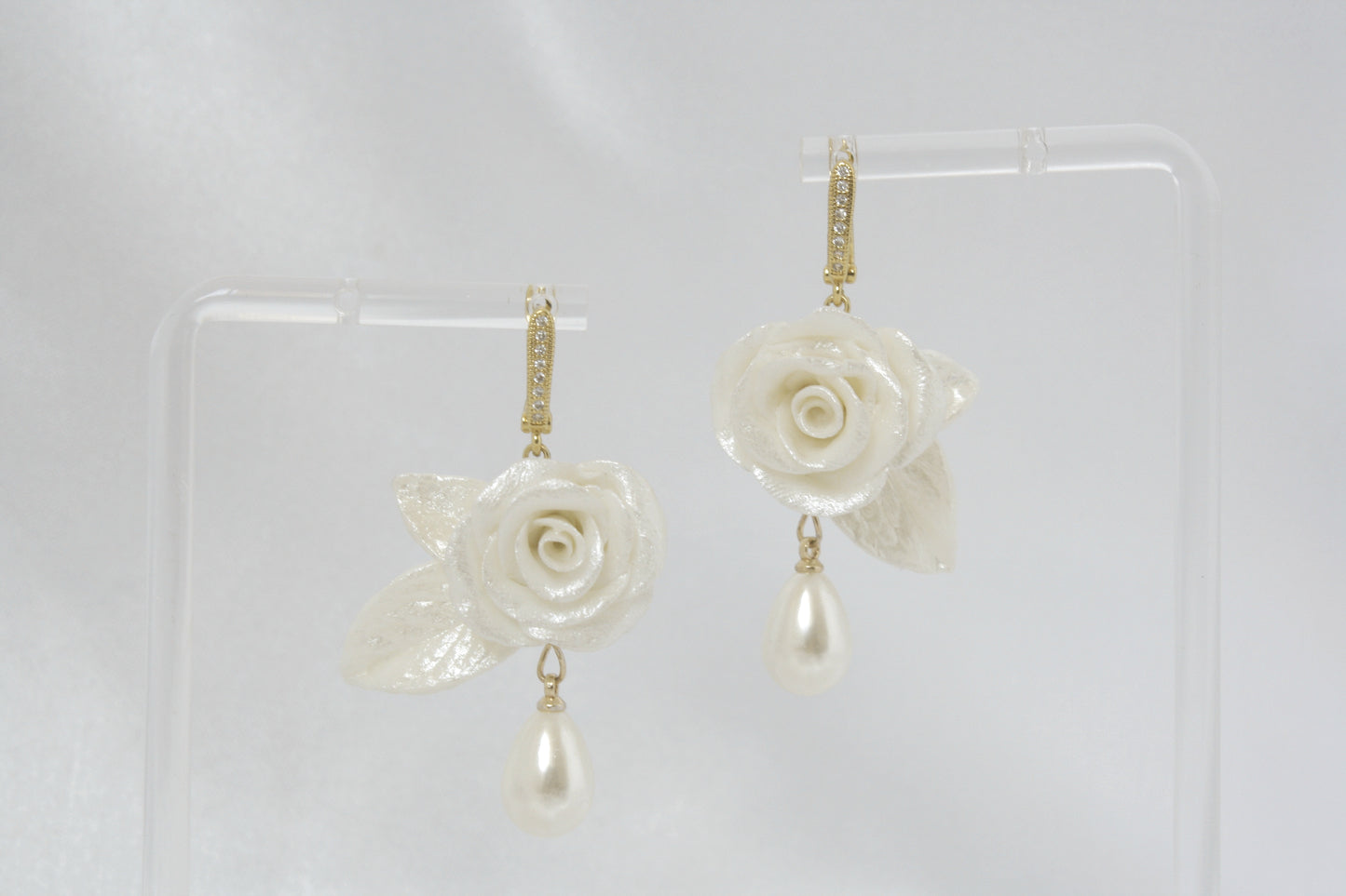 White Rose Earrings