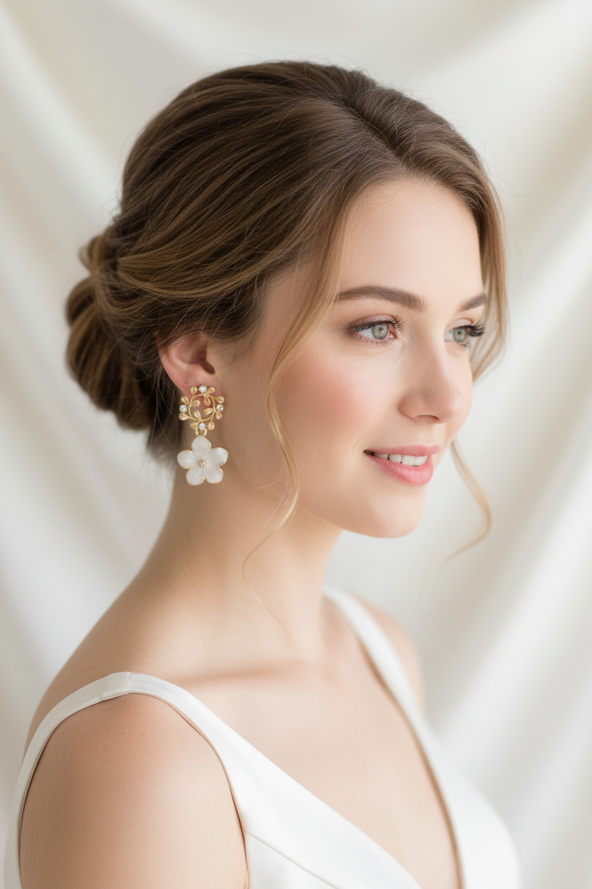 White Sakura Earrings