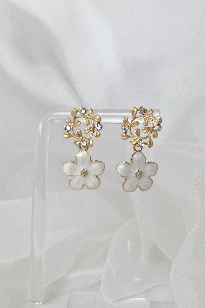 White Sakura Earrings