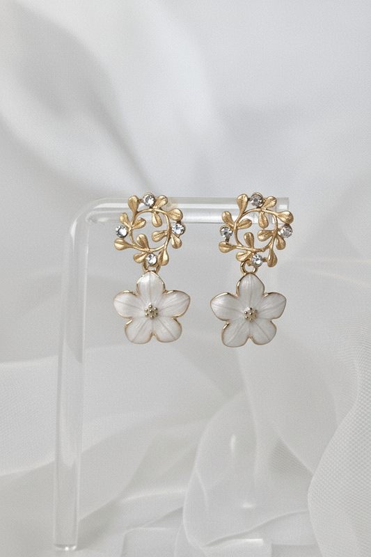 White Sakura Earrings